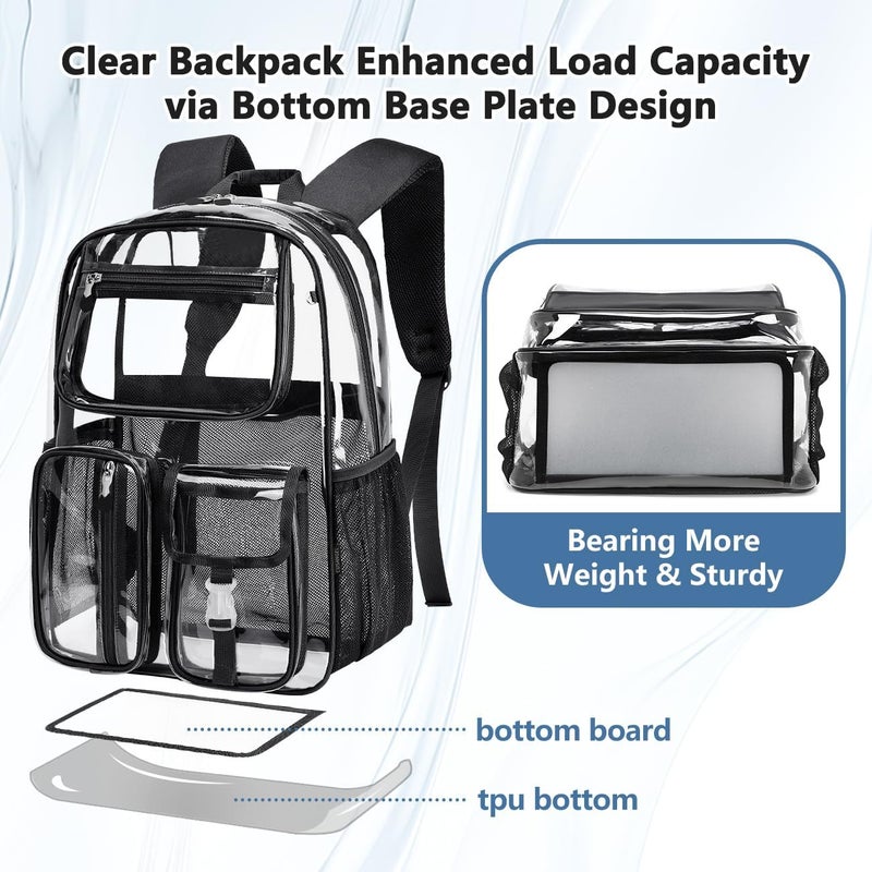 Cusangel Heavy Duty Clear Backpack Clear BookBag,16.5inch TPU Large Capacity See Through Backpack for Sport Events,Travel - Image 4